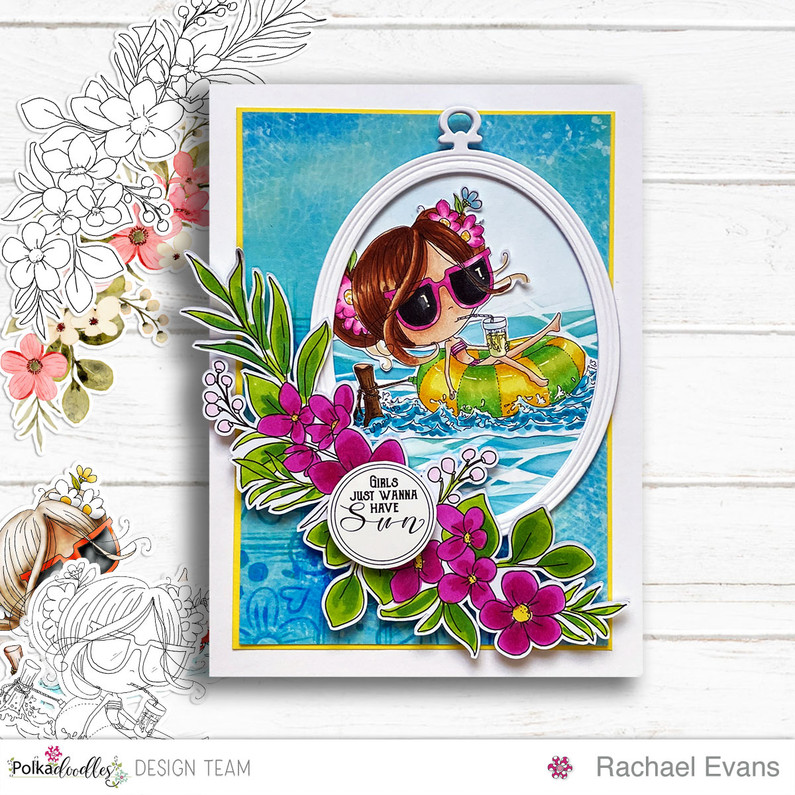 Create a Summery handmade card using Winnie and Blooming Lovely digital stamp printables...