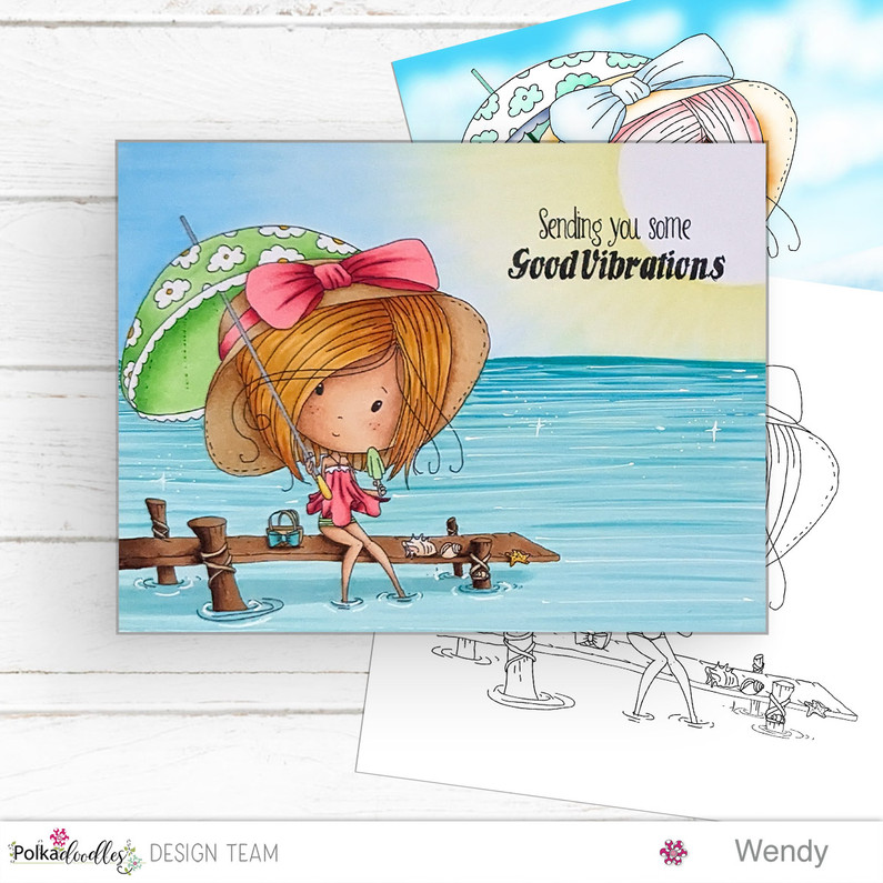 Colouring tutorial - Winnie sitting on the dock with her toes in the water...