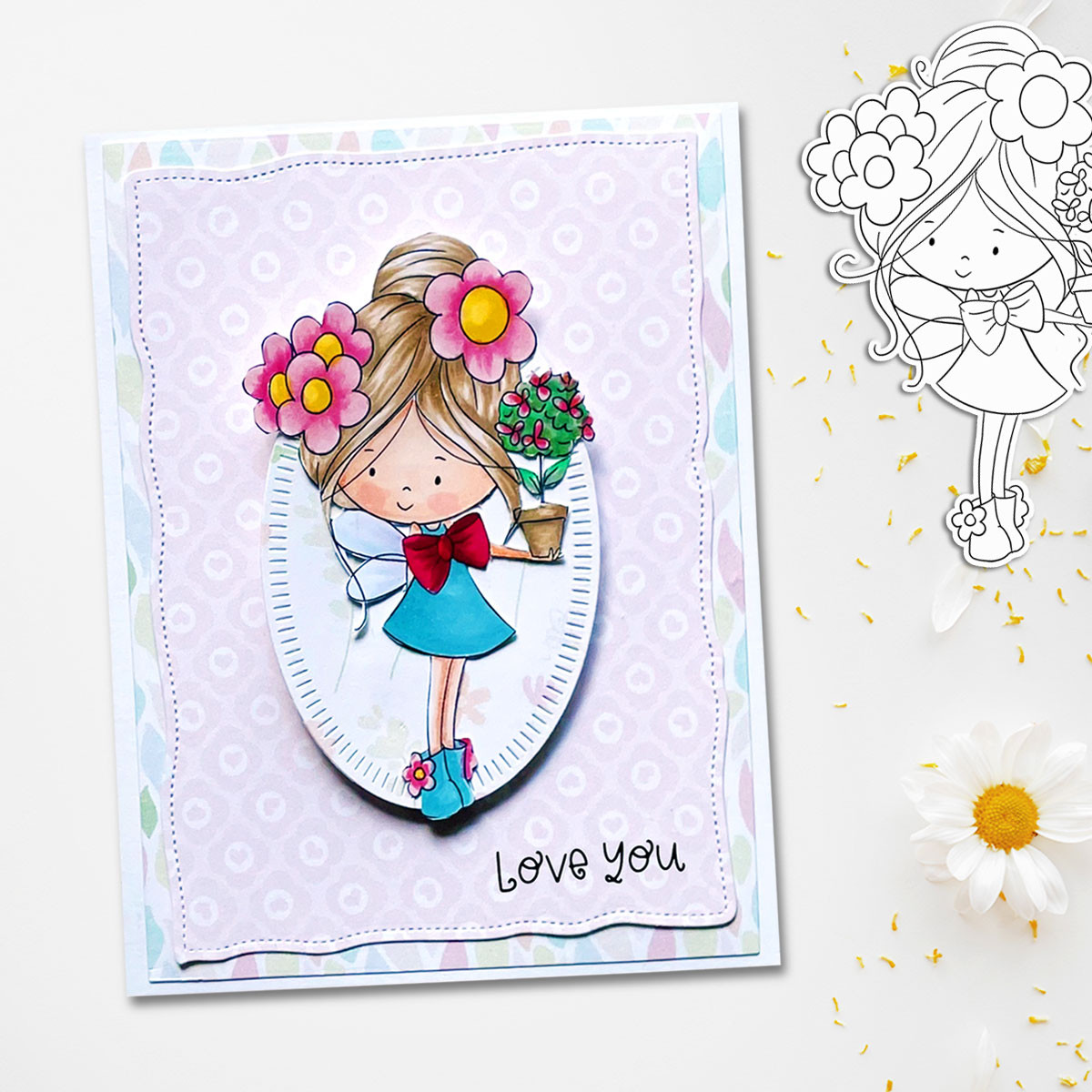 FREE Flower Pot shaped card template - Polkadoodles Ltd