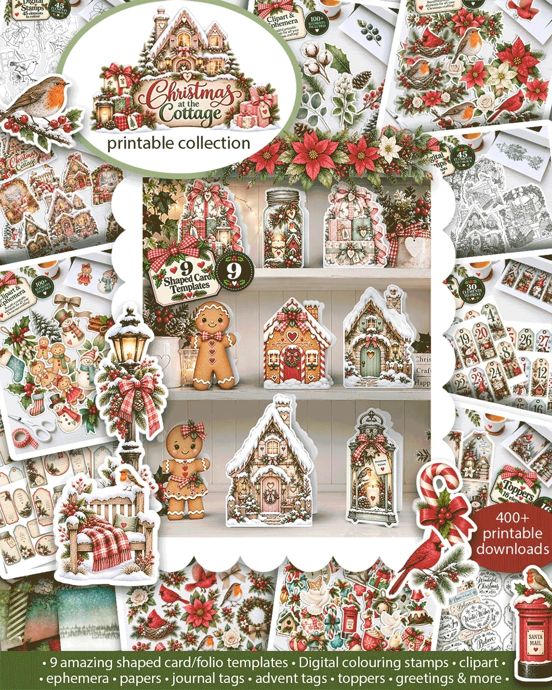 Christmas at the Cottage beautiful printable craft downloads