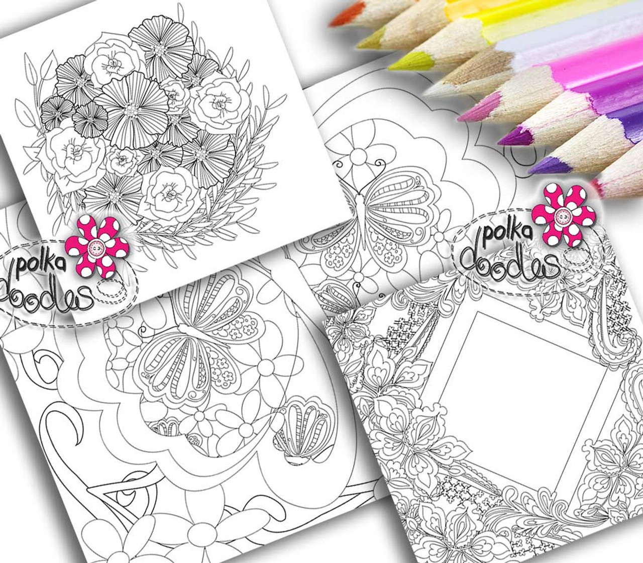 Colouring Books For Adults, Printable, Digital, 10 Complex Sheets