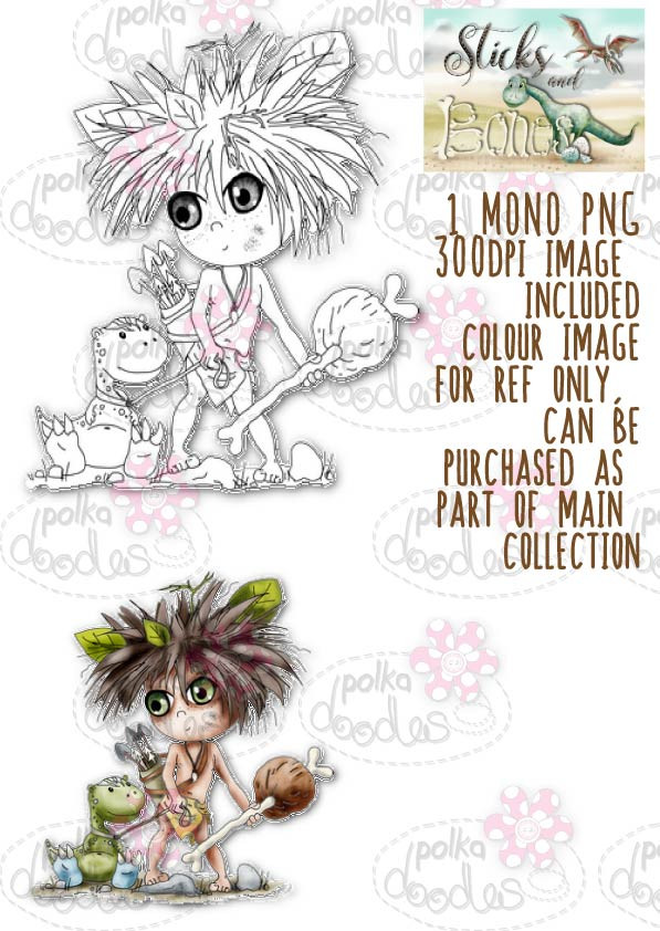 Sticks & Bones - Let's Go/Dinosaur - Digital Stamp CRAFT Download