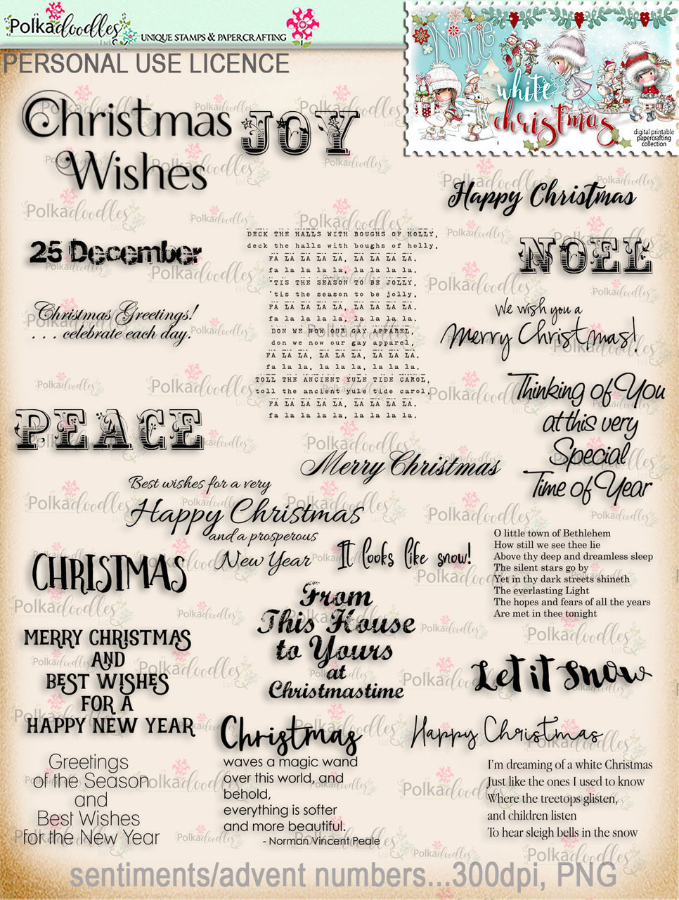 sentiments (60+) - winnie white christmas printable digi downloads