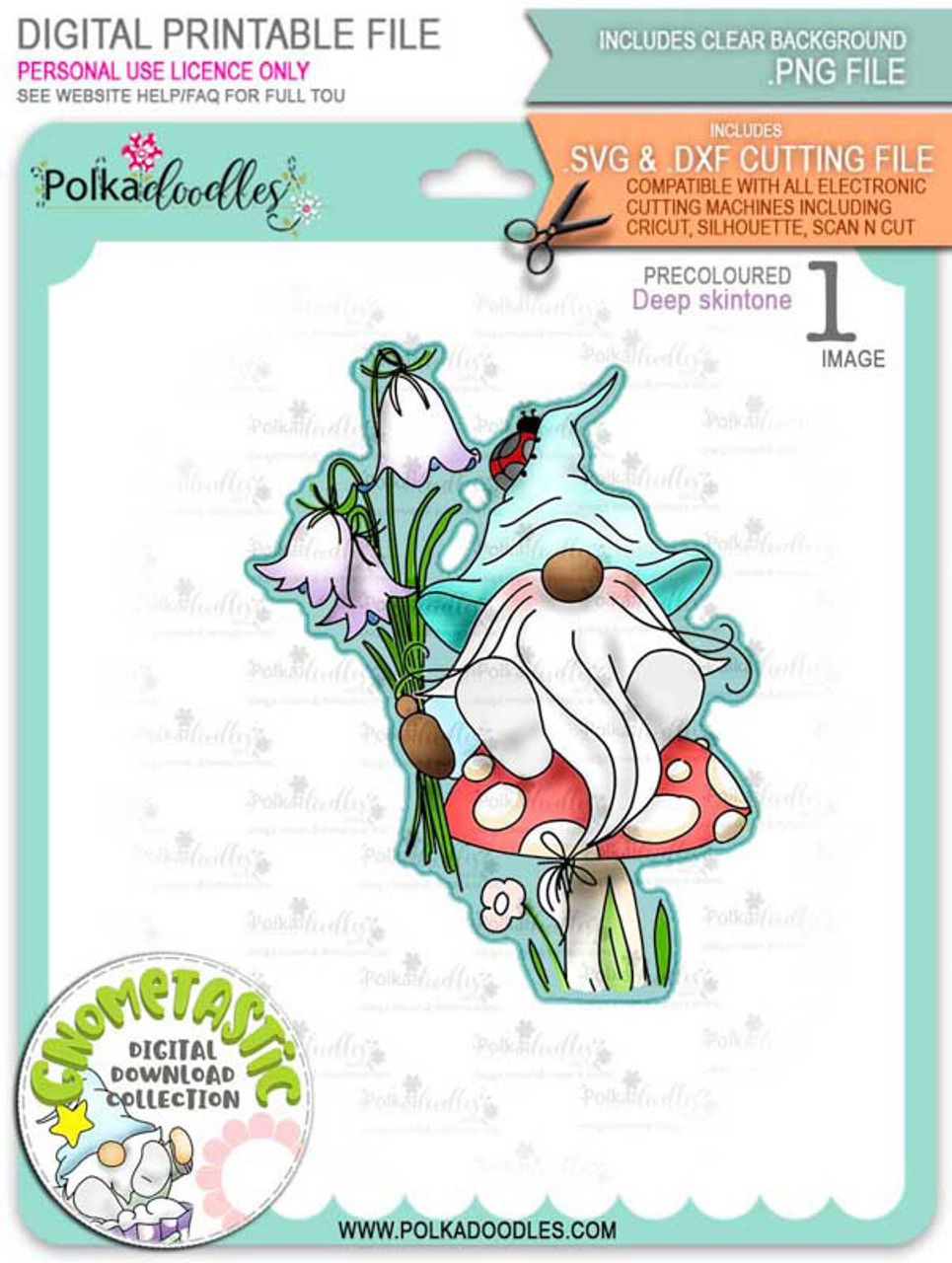 Download Gnometastic Bluebells Deep Skin Precoloured Digital Stamp Printable Download With Free Svg Dxf File Included Polkadoodles Ltd