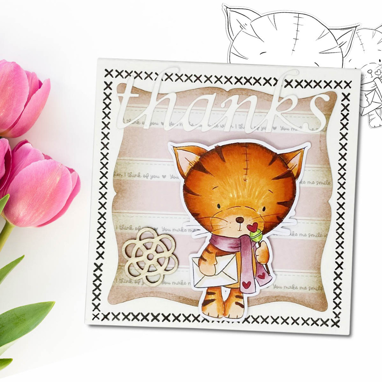 Watercolor Kitten Junk Journal Printable Page, Cat With Flowers