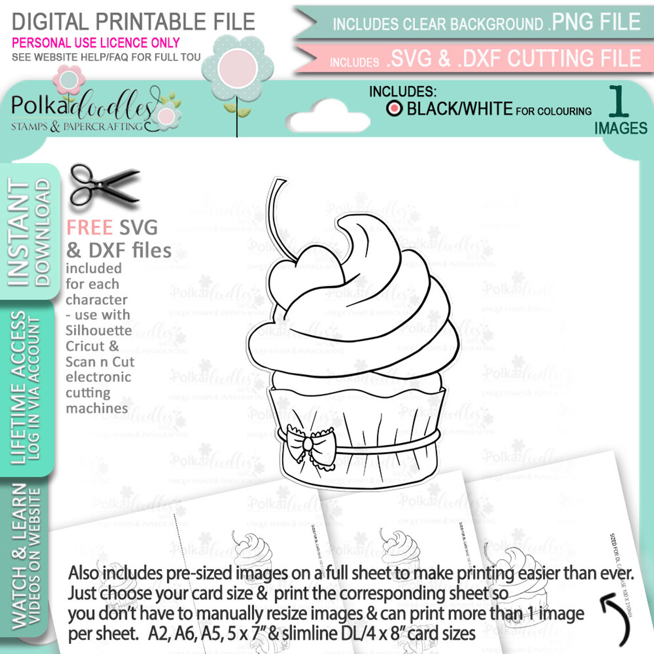 Printable Cupcake Stickers  Print and Cut Kawaii Stickers