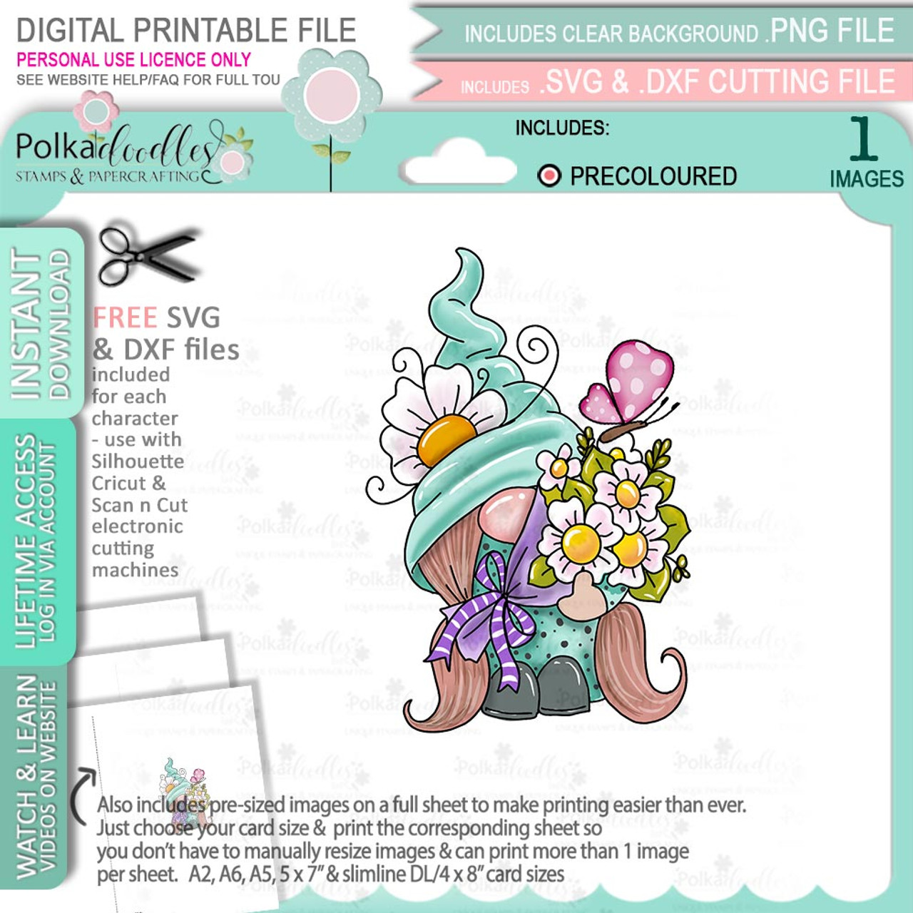 Birthday Gnome Clipart Printable Stickers for Digital Planners