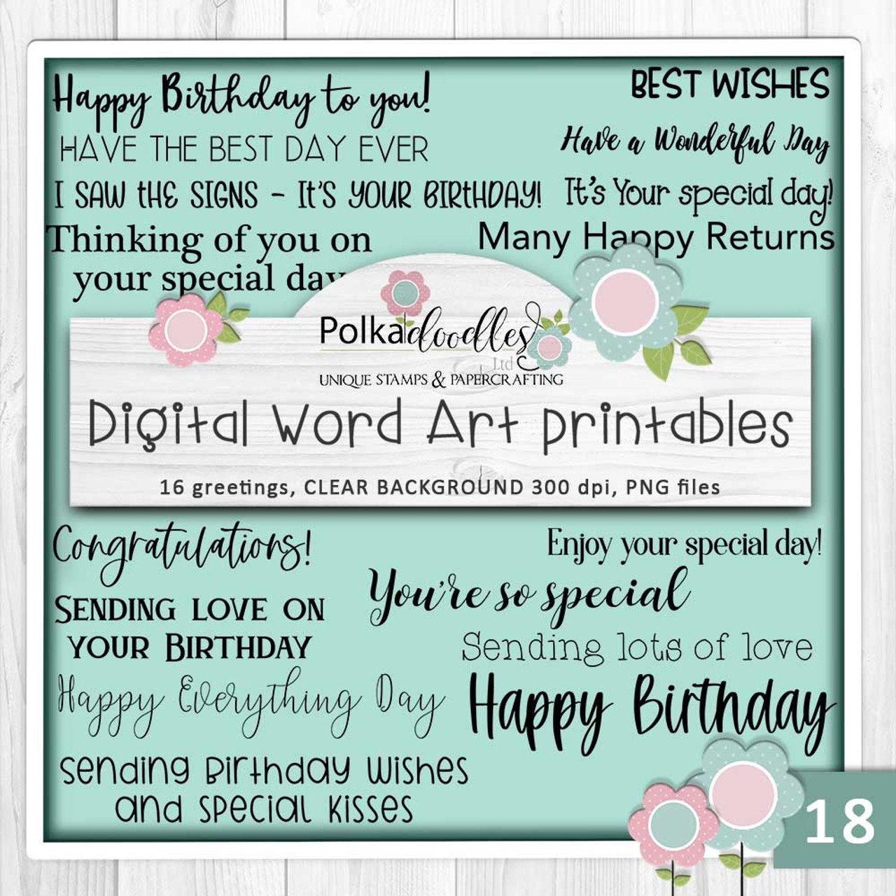 Happy Birthday Dates & Messages Layering Stamps - Polkadoodles card making  craft scrapbooking stamps and digital stamp printables