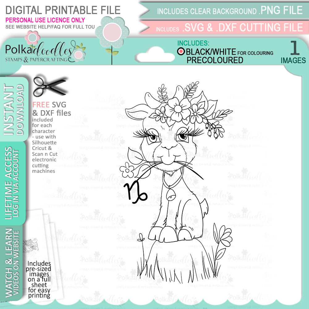 Capricorn digital stamp - printable clipart for cardmaking, craft, scrapbooking & stickers