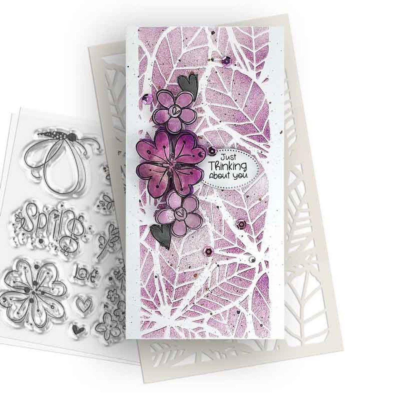 Hearts and Flowers Butterfly Stamp 2 - 10 photopolymer clear stamps for  card making, crafts, scrapbooking