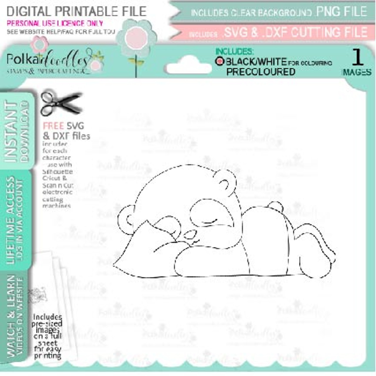 Sleepy head - Noodle Panda Bear Cute printable digital stamp with SVG outlines for card making, crafting, printable planner sticker. - Polkadoodles card making craft scrapbooking stamps and digital stamp printables sleepy-head-noodle-panda-bear-cute-printable-digital-stamp-with-svg-outlines-for-card-making-crafting-printable-planner-sticker-polkadoodles-card-making-craft-scrapbooking-stamps-and-digital-stamp-printables