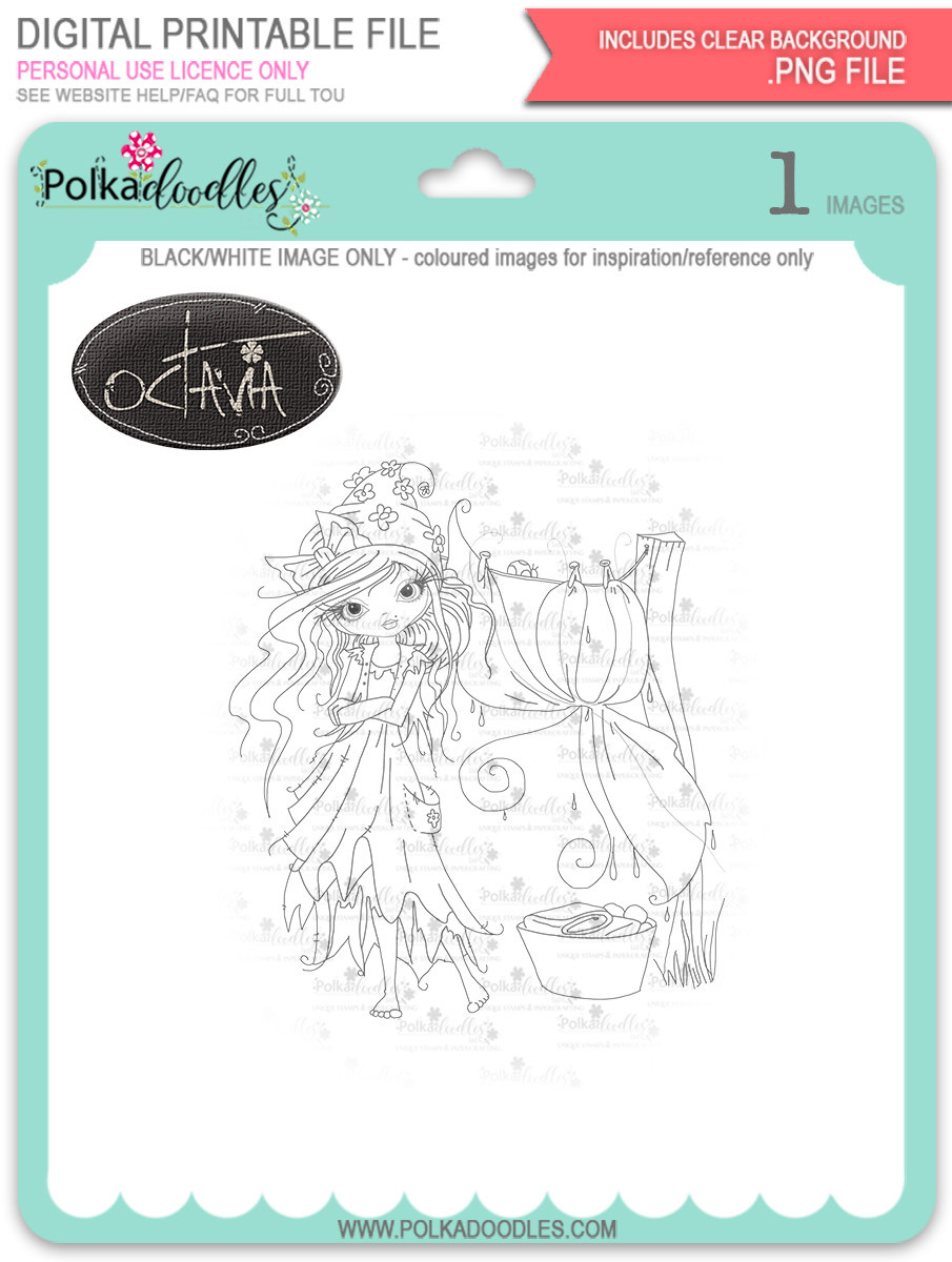 Octavia Moonfly Washing Day - Digital Stamp Craft Download