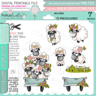 cute Easter spring sheep lamb printable digital stamps craft card making scrapbook sticker clipart