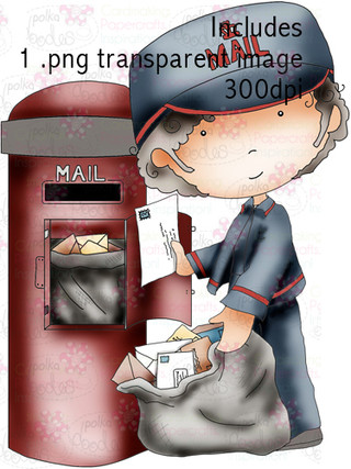 Post/mail man digital stamp download - Polkadoodles card making craft ...