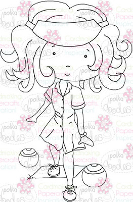 Bowling Lady digital stamp download