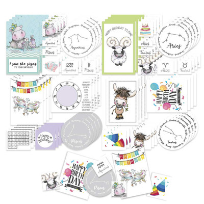 Zodiac Die Cut Topper and paper crafting kit - 24 sheets
