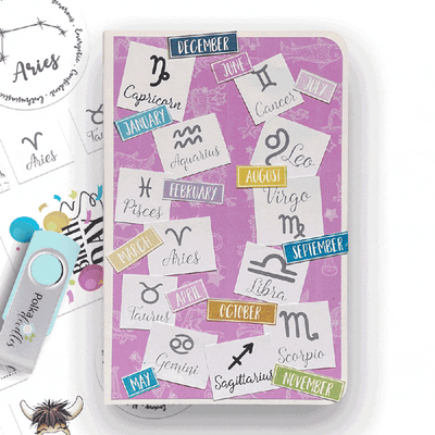 Zodiac Die Cut Topper and paper crafting kit - 24 sheets