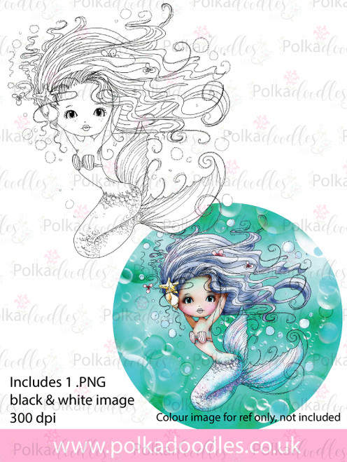 Meribelle Mermaid Pretty - digital craft stamp download