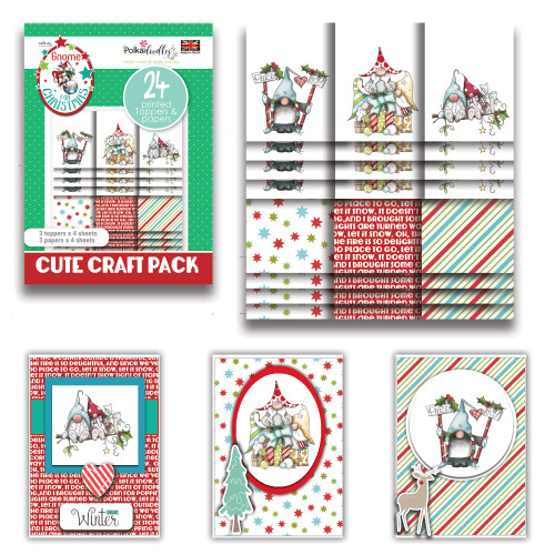 Gnome Together Xmas - Cute Craft Topper Pack - 24 sheets
