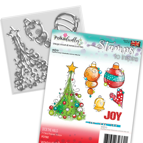 Deck the Halls Christmas stamp collection - 7 Clear Polymer stamp set