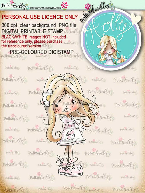 Holly Hello Pretty "precoloured" digital papercrafting download