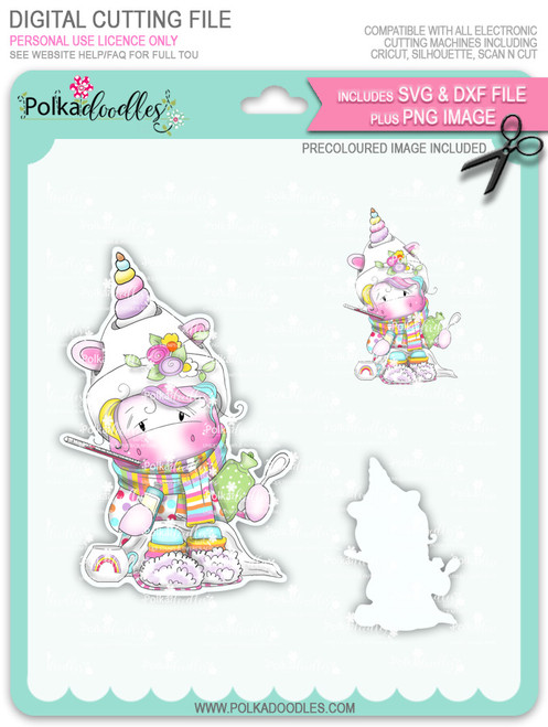 Get Well Soon - Sparkle Unicorn COLOUR digi stamp download with Cutting File