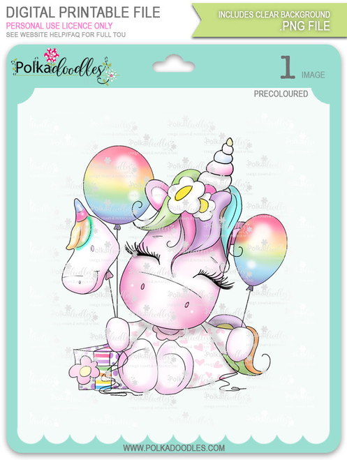 Special Time - Sparkle Unicorn COLOUR digi stamp download