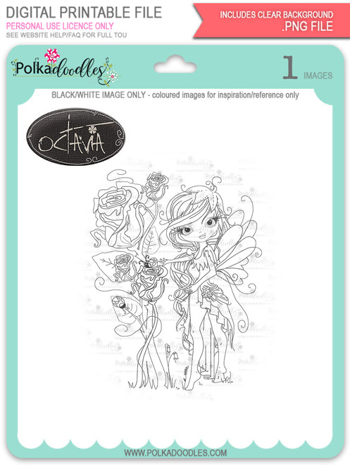 Octavia Moonfly Rose Garden - Digital Stamp Craft Download