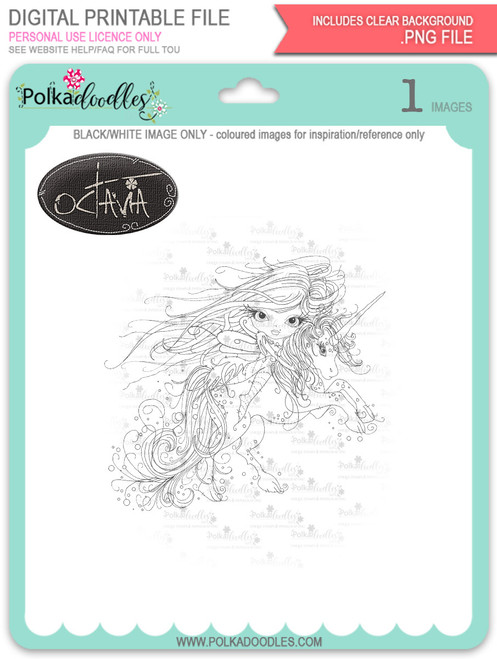 Octavia Moonfly Unicorn - Digital Stamp Craft Download