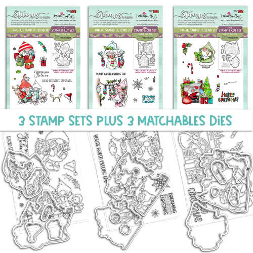 GNOME-AZING CHRISTMAS - 3 MATCHABLES SETS OF STAMPS & DIES, OPTION 3 (PD8171MB3 GNOME-AZING CHRISTMAS - 3 MATCHABLES SETS OF STAMPS & DIES, OPTION 3 (PD8171MB3