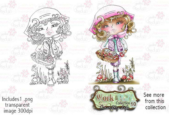 Foraging Mushrooms Digital Stamp - Work & Play 10 Digital Craft Download