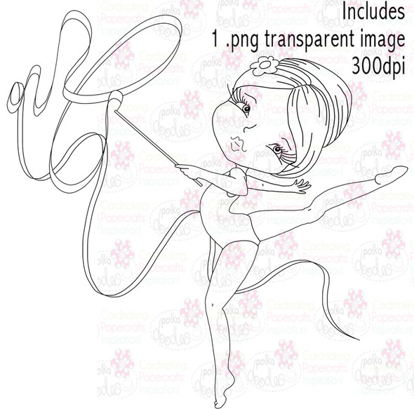 Gymnast/Twirling girl/Acrobat - Digital Stamp Download