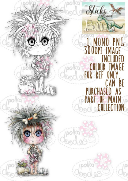 Sticks & Bones - Slingshot Dinosaur girl - Digital Stamp CRAFT Download Sticks & Bones - Slingshot Dinosaur girl - Digital Stamp CRAFT Download