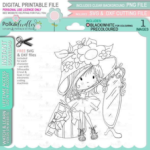 New Hat Easter Bonnet - Winnie Sugar Sprinkles Spring - Cute Printable Digital Stamp Card making Craft Download