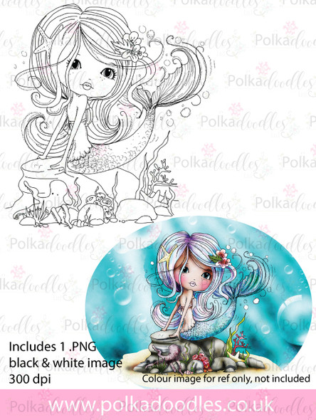 Meribelle Mermaid Swishy Tail - digital craft stamp download