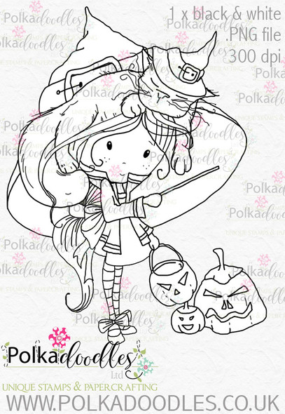 Winnie Trick or Treat Halloween Witch download 2 digital stamps