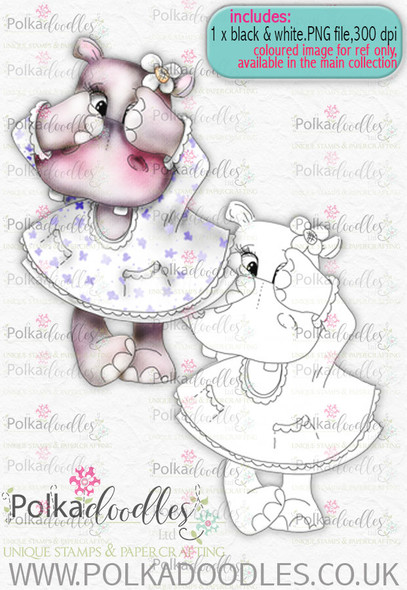 Helga Hippo Peek-a-Boo - download digi stamp