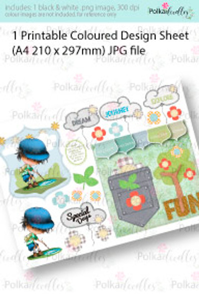 The great Explorer Backpack Boy. Coloured Card making Design Sheet - Winnie Special Moments...Craft printable download digital stamps/digi scrap kit
