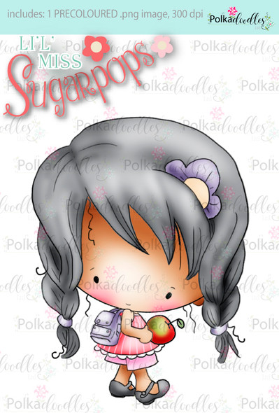 An Apple A Day/Teacher/School digi stamp - Lil Miss Sugarpops 3...Craft printable download digital stamps/digi scrap