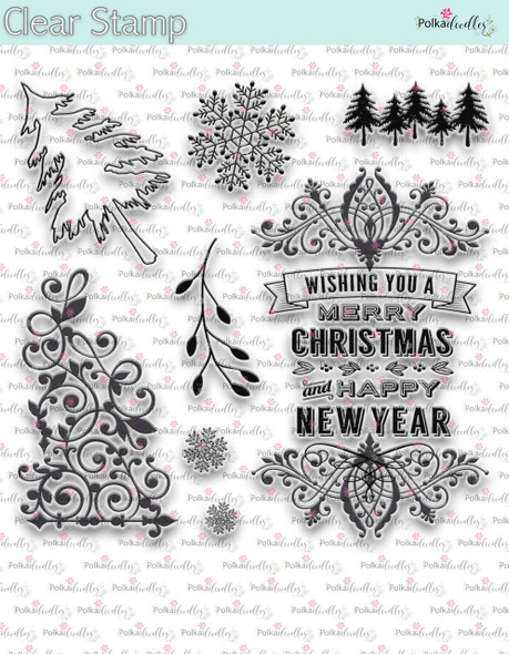 Christmas Sentiment Flourish -  Clear Stamp Set