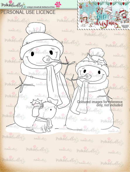 Cute Snowmen/Dog Digital Stamp download - Winnie White Christmas printables...Craft printable download digital stamps/digi scrap