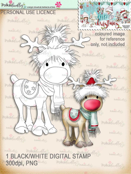 Rudolph - Digital Stamp download. Winnie White Christmas printables.Craft printable download digital stamps/digi scrap