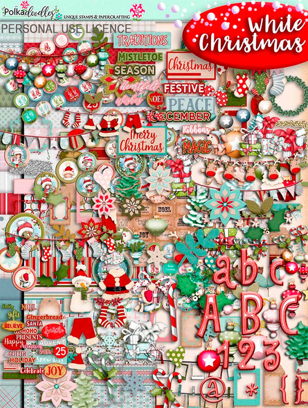 Christmas Joy printable digi scrap download kit including printable embellishments - use with a digital cutting  machine such as the Silhouette Cameo or Brother Scan and Cut