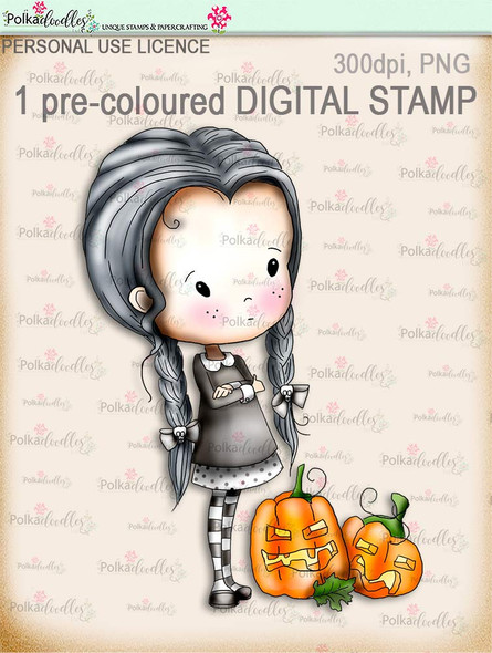 Winnie Wednesday Pumpkins - Digital Stamp download printable clipart. Craft printable download digital stamps/digi scrap