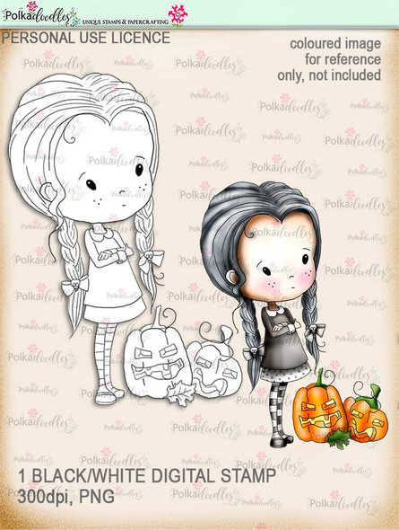 Winnie Wednesday Pumpkins - Digital Stamp download printable clipart. Craft printable download digital stamps/digi scrap