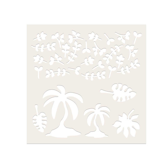 Tropical Foliage Great Outdoors 6 x 6" stencil for crafts, card making, scrapbooking