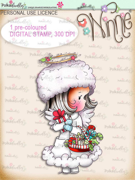 Delivering Candy - COLOUR Winnie Angel digital stamp download