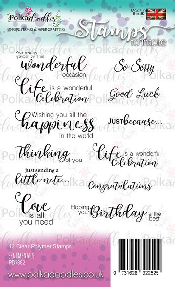 Sentimentals -  clear Polymer stamp set - 12 stamps