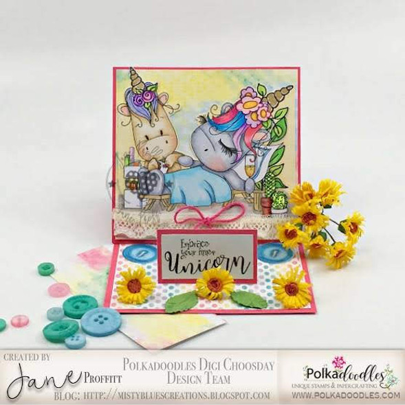 Pamper Day -  Sparkle Unicorn digi stamp download