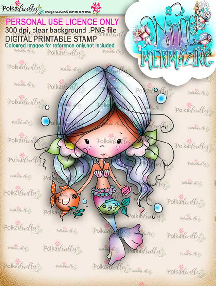 Winnie Mermaid Mermazing (pre-coloured) - Kisses digital stamp download